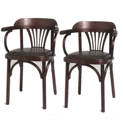 Комплект из 2-х стульев Венские мягкие (темный тон, экокожа коричневая)