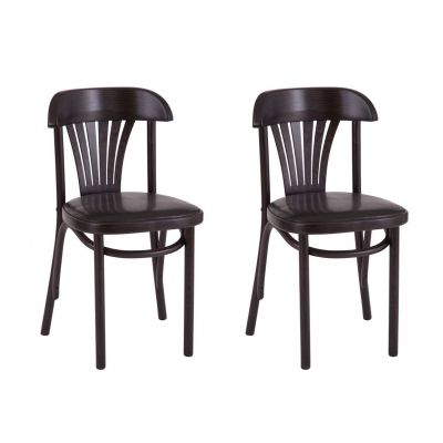 Комплект из 2-х стульев "Астра классик" мягкий (Венге, экокожа черная)