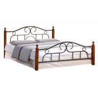 Кровать AT-808 160*200 см (Queen bed), красный дуб/черный