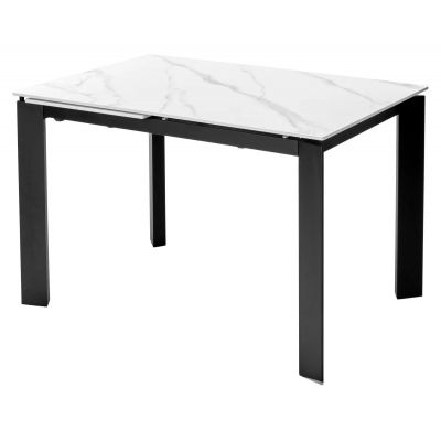 Стол CORNER 120 MATT WHITE MARBLE SOLID CERAMIC / BLACK