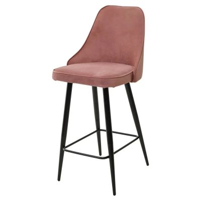 Полубарный стул NEPAL-PB РОЗОВЫЙ 15, велюр/ черный каркас (H=68cm)