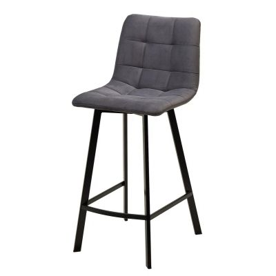 Полубарный стул CHILLI-QB SQUARE серый 27, велюр / черный каркас (H=66cm)