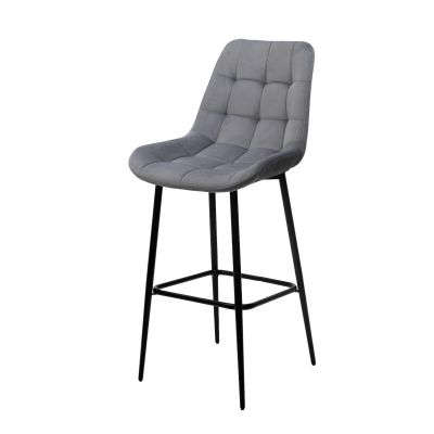 Барный стул ХОФМАН, цвет H-14 Серый, велюр / черный каркас