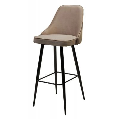 Барный стул NEPAL-BAR БЕЖЕВЫЙ 5, велюр/ черный каркас (H=78cm)