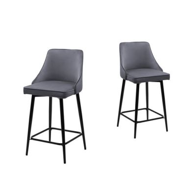 Комплект из 2-х стульев полубарных ПАРКЕР H-14 Серый, велюр /поворот.360 град.