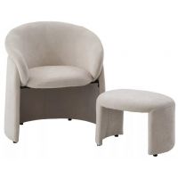 Кресло+оттоманка ХАГ (HUG) цвет AT5139-09 Св. бежевый, ткань/каркас металл в обивке