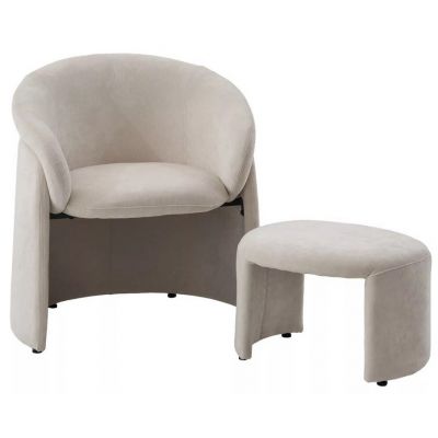 Кресло+оттоманка HUG AT5139-09 Св. бежевый, ткань/каркас металл в обивке AT5139-09