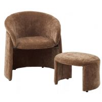 Кресло+оттоманка ХАГ (HUG) AT5139-13 Коричневый, ткань/ каркас металл в обивке