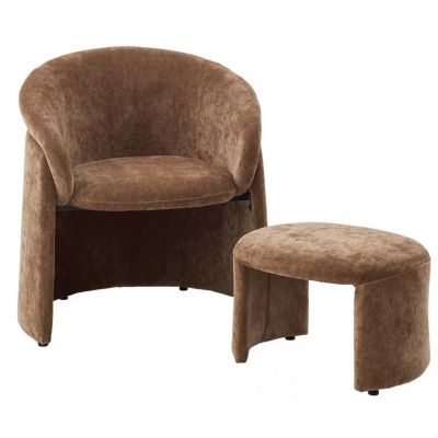 Кресло+оттоманка HUG AT5139-13 Коричневый, ткань/каркас металл в обивке AT5139-13