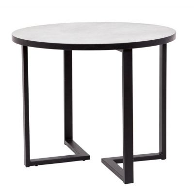 Стол круглый "Лофт Зиг-Заг" (ЛДСП 32 мм /Мрамор сетте 1468/ кромка чёрная)