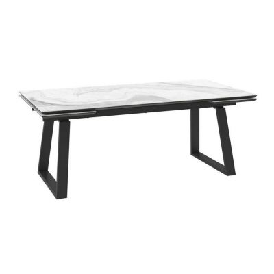 Стол MILANA-200, раздвижной 200(45+45)x98, Milky Way Premium Cer/Черный