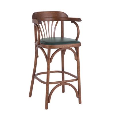 Стул барный 650 Венский мягкий (средний тон, экокожа Зеленая)