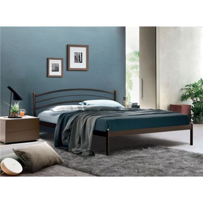 Кровать двуспальная ЭКО+ (160х200/металлическое основание) Коричневый бархат