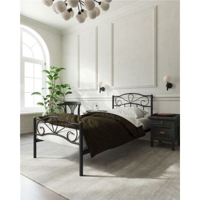 Кровать с изножьем "Глэдис" (90х200/ноги металл/цвет Чёрный)