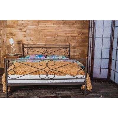 Кровать двуспальная Мишель (160х200) коричневый бархат