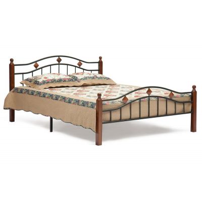 Кровать AT-126 160*200 см (Queen bed), красный дуб/черный