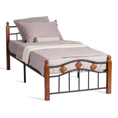 Кровать AT-126 90*200 см (Single bed), красный дуб/черный