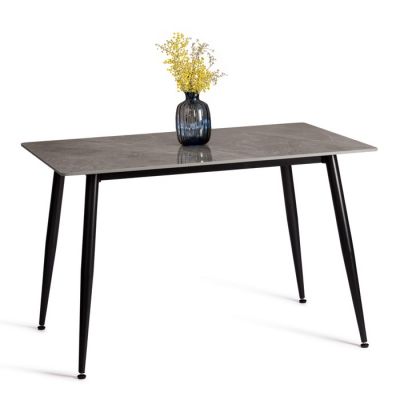 Стол обеденный Austen/Остин столешница керамика (глянцевая) / опоры металл, серый/чёрный