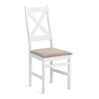 Стул Crossman/Кроссман Нью, многослойный березовый шпон, белый/велюр бежевый