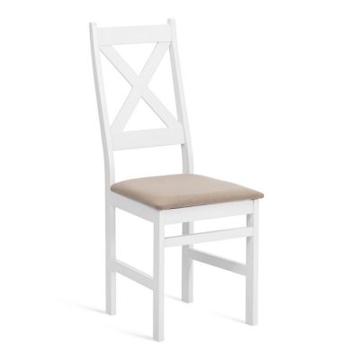 Стул Crossman/Кроссман Нью, многослойный березовый шпон, белый/велюр бежевый