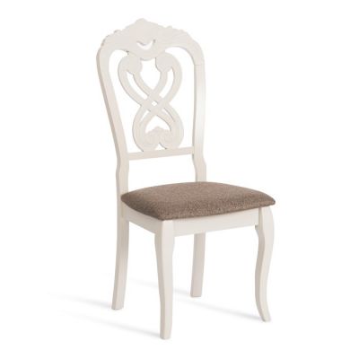 Стул Андромеда/ Andromeda дерево гевея, Ivory white, ткань коричневая S168-7