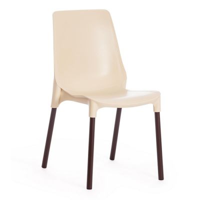 Стул GENIUS (mod 75) металл/пластик, бежевый/коричневые ножки